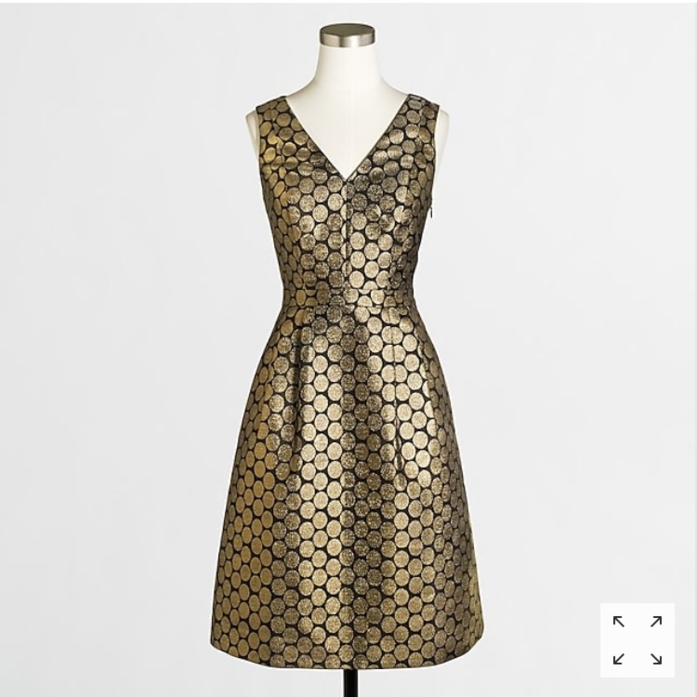 J.Crew Metallic dot jacquard V-neck dress